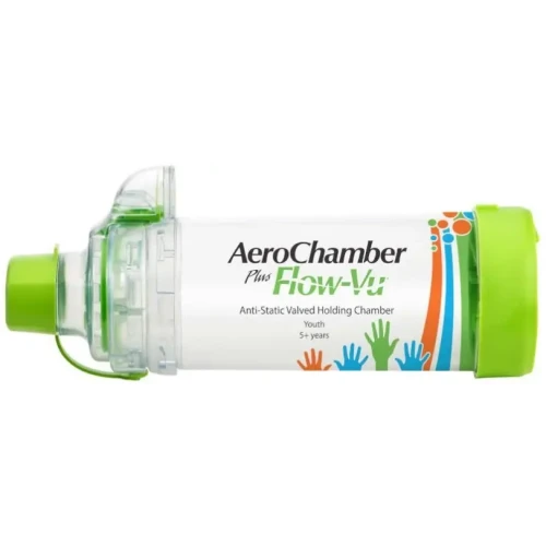 AeroChamber Plus Flow-Vu Komora inhalacyjna z ustnikiem dla dzieci od 5 lat, 1 sztuka - Komfortowa i łatwa w użyciu