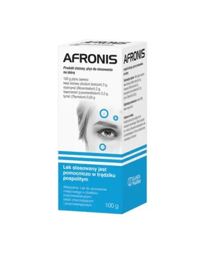 Afronis, płyn do stosowania na skórę, 100g - Płyn o działaniu o działaniu przeciwbakteryjnym, słabo znieczulającym i przeciwświądowym