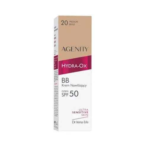 Agenity Hydra-Ox BB Krem nawilżający na dzień 20 medium beige SPF50, 30 ml - Koryguje przebarwienia, odświeża wygląd skóry