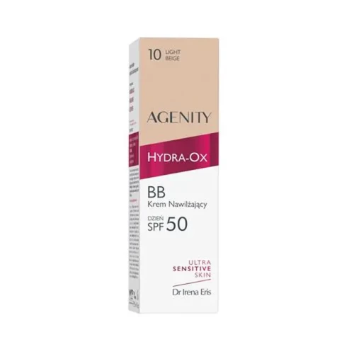 Agenity Hydra-Ox BB Krem nawilżający 10 light beige SPF50, 30 ml - Młodszy, promienny wygląd i wyrównany koloryt skóry