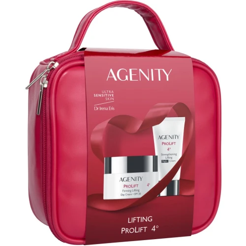 Agenity Prolift 4° Zestaw - Krem Ujędrniający na dzień, 50 ml + Krem Liftingujący na noc, 25 ml + kosmetyczka - Redukcja zmarszczek, poprawa owalu
