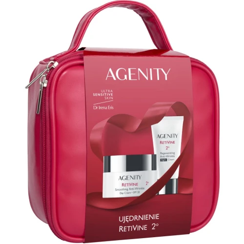 Agenity Retivine 2° Zestaw - Krem Wygładzający na dzień, 50 ml + Krem na noc, 35 ml + kosmetyczka - Ujędrnienie i wygładzenie