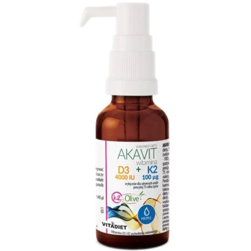 Akavit Witamina D3 4000 IU + K2 100 µg, 29,4 ml - Witaminy w kroplach