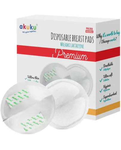 Akuku Premium Wkładki laktacyjne A0354, 30 sztuk - Dyskretna ochrona dla mam karmiących piersią