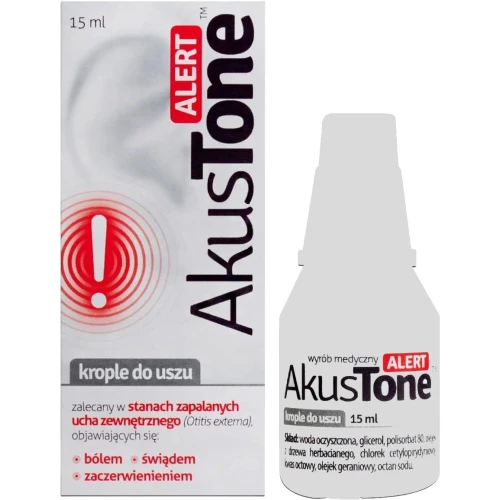 AkusTone Alert, krople do uszu, 15 ml - Z olejkiem geraniowym i z drzewa herbacianego