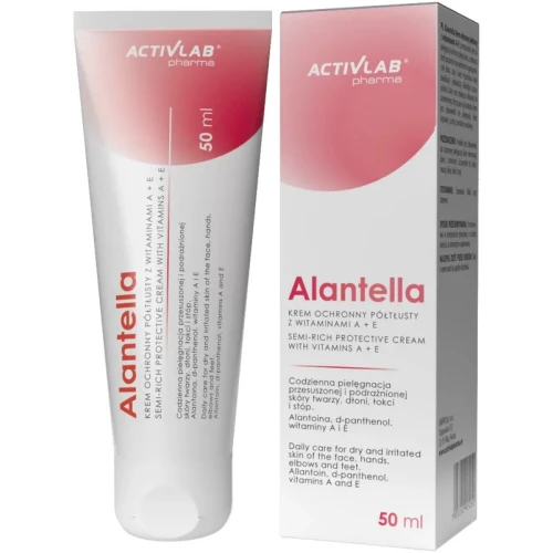 Alantella Krem półtłusty ochronny z witaminami A + E, 50 ml - Do skóry suchej, atopowej i wrażliwej