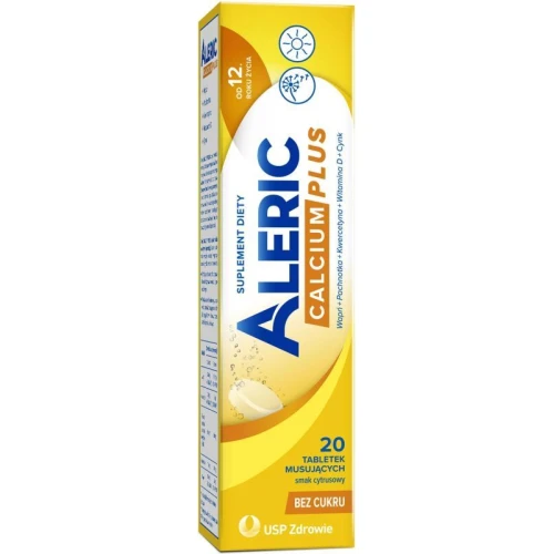 Aleric Calcium Plus, 20 tabletek musujących - Wapń, witamina D, cynk, kwercetyna i pachnotka