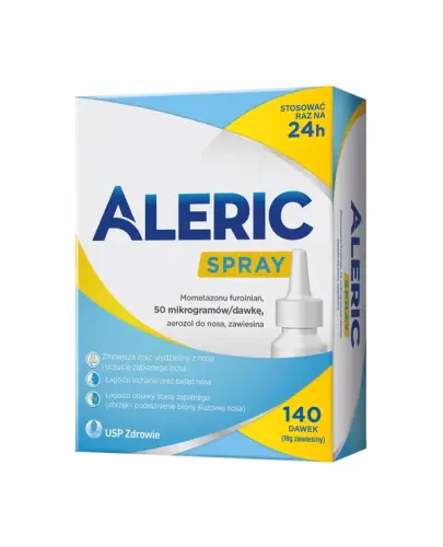 Aleric spray aerozol do nosa, zawiesina, 140 dawek - Na objawy sezonowego alergicznego zapalenia błony śluzowej nosa
