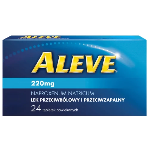 Aleve 220 mg, 24 tabletki - Z naproxenem o działaniu przeciwbólowym, przeciwgorączkowym i przeciwzapalnym