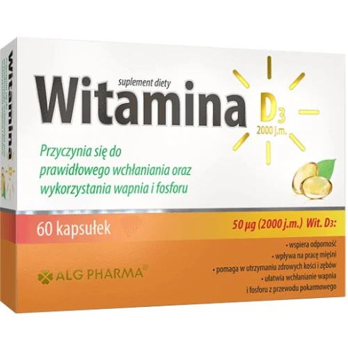 Alg Pharma Witamina D3 2000 j.m., 60 kapsułek - Witamina D dla dorosłych