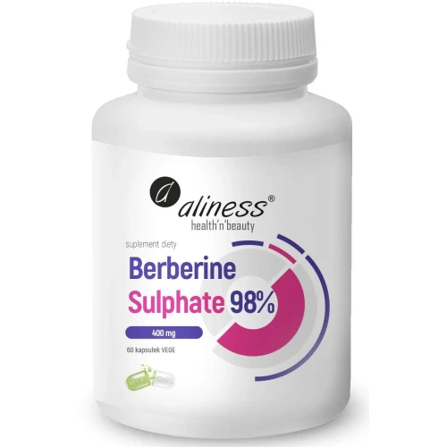 Aliness Berberine Sulphate 98% 400 mg, 60 kapsułek - Standaryzowany na 98% siarczanu berberyny