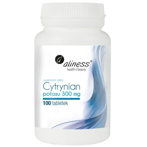 Aliness Cytrynian Potasu 300 mg, 100 tabletek - Z cytrynianem potasu, który wspiera funkcjonowanie mięśni i układu nerwowego