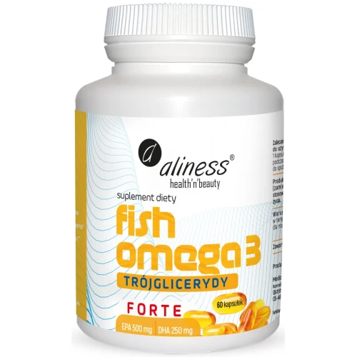 Aliness Fish Omega 3 forte, trójglicerydy 500/250 mg, 60 kapsułek - 750 mg niezbędnych kwasów omega-3