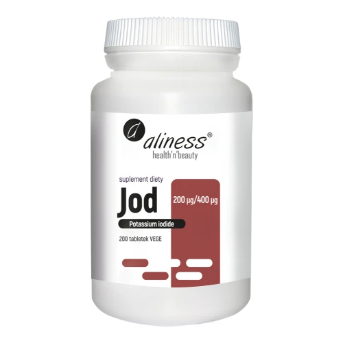 Aliness Jod (jodek potasu) 200 µg / 400 µg, 200 tabletek - Jod w tabletkach dla dorosłych 
