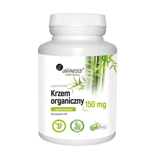 Aliness Krzem organiczny z pędów bambusa 150 mg, 100 kapsułek - Kapsułki z krzemem, dla dorosłych