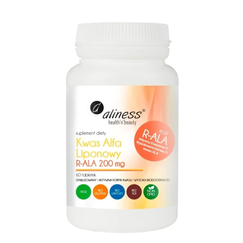 Aliness Kwas Alfa Liponowy R-ALA 200 mg, 60 tabletek - Ochrona antyoksydacyjna organizmu