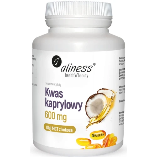Aliness Kwas kaprylowy 600 mg, 90 kapsułek - Dla osób o dużej aktywności fizycznej 