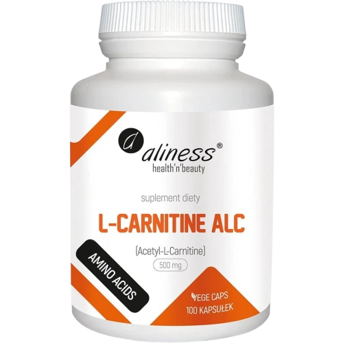 Aliness L-Carnityne ALC 500 mg, 100 kapsułek - Wspiera funkcje poznawcze oraz metabolizmu tłuszczów