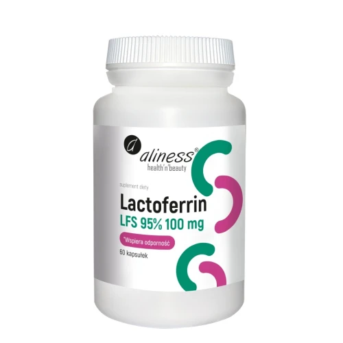 Aliness Lactoferrin LFS 95% 100 mg, 60 kapsułek - Laktoferyna z witaminą C