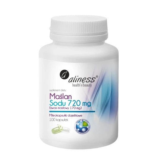 Aliness Maślan Sodu 720 mg (Kwas masłowy 170 mg), 100 kapsułek - Wsparcie układu pokarmowego