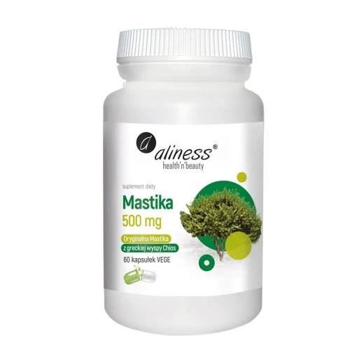 Aliness Mastika Pistacia Lentiscus 500 mg, 60 kapsułek - Suplement diety ze sproszkowaną żywicą Pistacia lentiscus