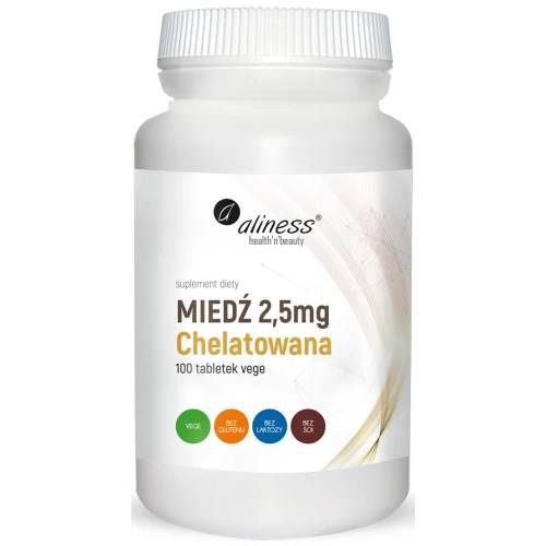 Aliness Miedź Chelatowana 2,5 mg, 100 tabletek - Wspiera funkcjonowanie układu odpornościowego
