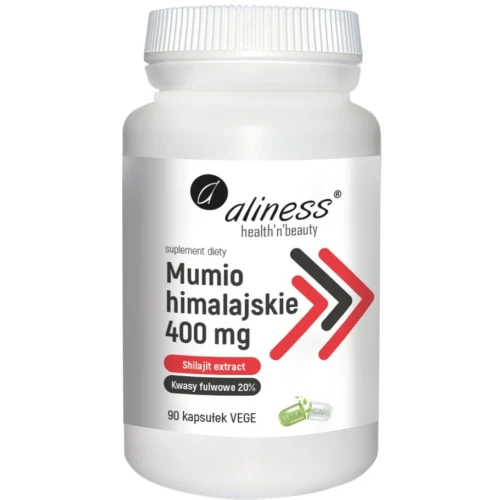 Aliness Mumio himalajskie 400 mg, 90 kapsułek wegańskich - Standaryzowany na 20% kwasów fulwowych, wspiera odporność