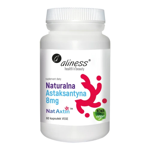 Aliness Naturalna Astaksantyna Nat Axtin 8 mg, 60 kapsułek - Naturalna astaksantyna w postaci NatAxtin™ 