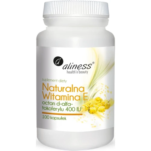 Aliness Naturalna Witamina E 400 IU, 100 kapsułek - Uzupełnia dietę w witaminę E 