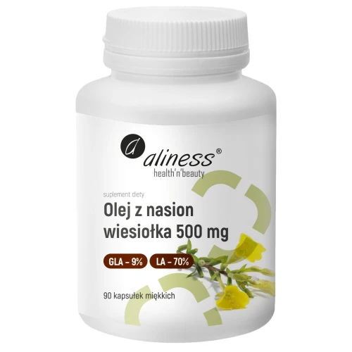 Aliness Olej z nasion wiesiołka 500 mg, 90 kapsułek - Źródło naturalnych kwasów tłuszczowych omega-6 