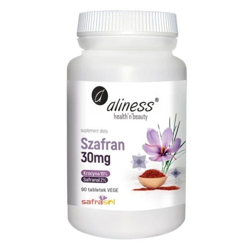 Aliness Szafran Safrasol 30 mg, 90 tabletek - Ekstrakt z szafranu o podwójnej standaryzacji