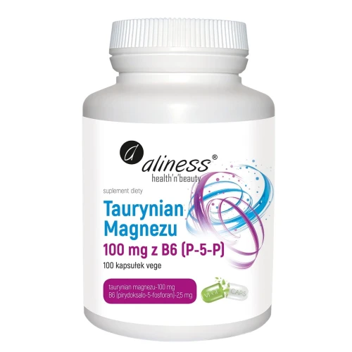 Aliness Taurynian Magnezu 100 mg z B6, 100 kapsułek - Suplement magnezu dla dorosłych