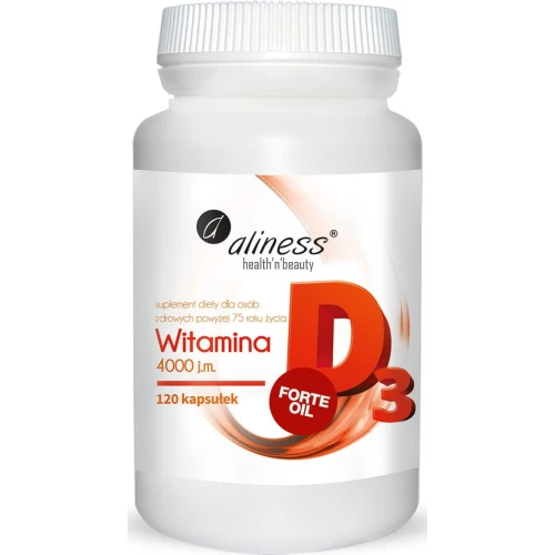 Aliness Witamina D3 Forte oil 4000 j.m., 120 kapsułek - Witamina D zawieszona w oliwie z oliwek