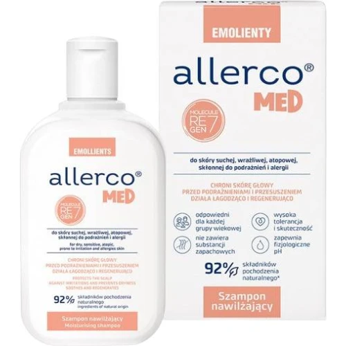 Allerco Med, szampon nawilżający, 200 ml - Z łagodnymi substancjami myjącymi pochodzenia naturalnego