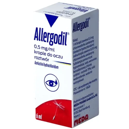Allergodil  0,5 mg/ml, krople do oczu, 6 ml - Łagodzą zaczerwienienie, swędzenie oraz łzawienia oczu