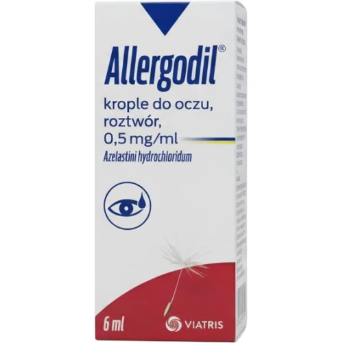 Allergodil  0,5 mg/ml, krople do oczu, 6 ml - Łagodzą zaczerwienienie, swędzenie oraz łzawienia oczu