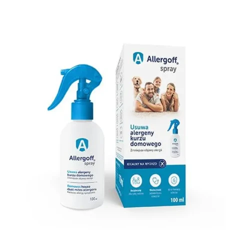 Allergoff Spray Neutralizator alergenów kurzu domowego, 100 ml - Do stosowania na powierzchniach zbierających kurz