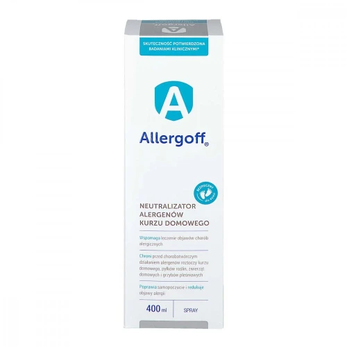 Allergoff Spray Neutralizator alergenów kurzu domowego, 400 ml - Preparat antyalergiczny na alergeny roztoczy i kurzu