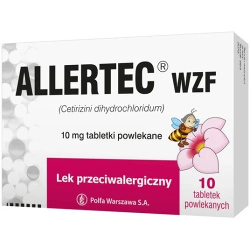 Allertec WZF 10 mg, 10 tabletek powlekanych - Łagodzi objawy alergii u dorosłych i dzieci powyżej 6. roku życia