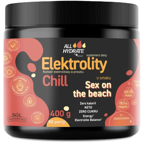 ALLHydrate Elektrolity Chill o smaku Sex on the beach, 400 g - Elektrolity z aminokwasami o smaku owocowym