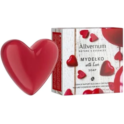 Allvernum Mydełko with Love, 100 g - Mydełko aromatyczne w kształcie serca, na bazie roślinnej o zmysłowym zapachu