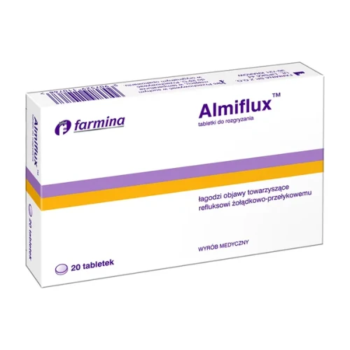 Almiflux, 20 tabletek do rozgryzania - Szybka ulga w refluksie bez konieczności popijania