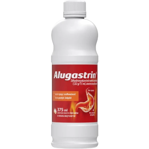 Alugastrin 1,02 g/15 ml Zawiesina doustna, 375 ml -  Lek zobojętniający nadmiar kwasu solnego w soku żołądkowym