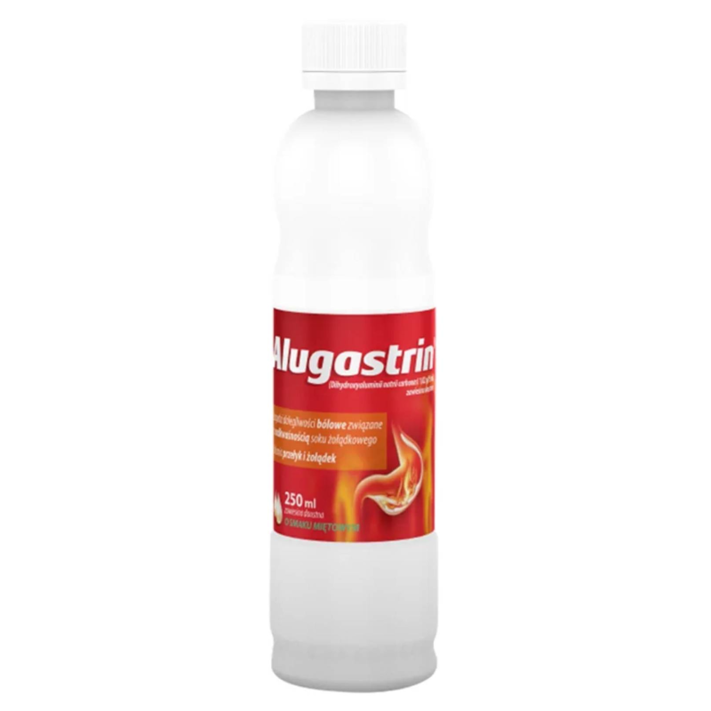 Alugastrin 1,02 g/15 ml zawiesina doustna, 250 ml - Zobojętnia nadmiar kwasu solnego w soku żołądkowym