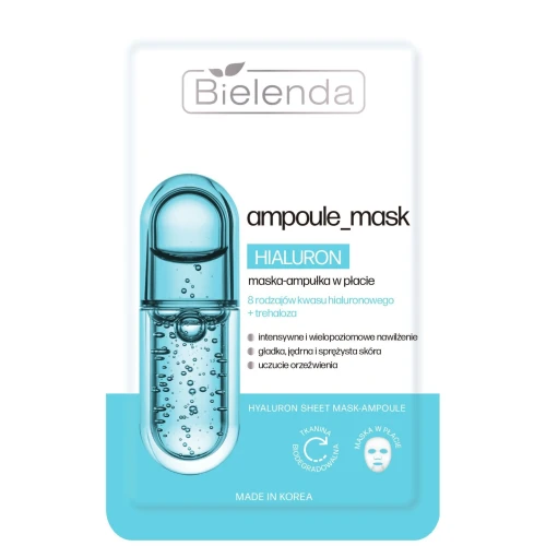 Bielenda Ampoule Mask Hialuron Maska-ampułka w płacie, 1 sztuka - Nawilżenie i wygładzenie skóry