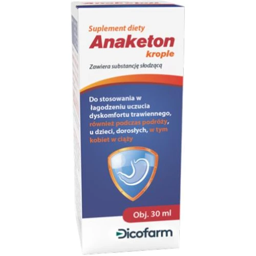 Anaketon, krople doustne, 30 ml - Krople bez alkoholu z rumiankiem, imbirem