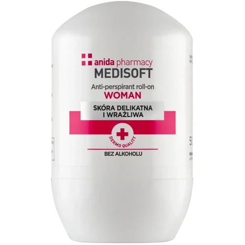 Anida Medisoft Woman roll-on, 50 ml - Antiperspirant dla kobiet, redukuje wzmożone pocenie