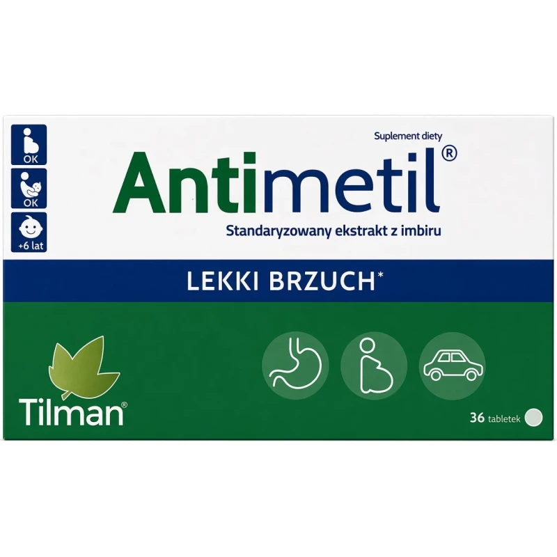 Antimetil, 36 tabletek - Ekstrakt z imbiru wspomagający trawienie 