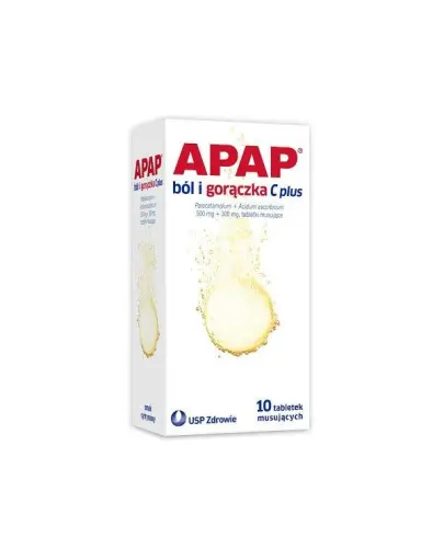 APAP ból i gorączka C plus, 10 tabletek musujących - Z paracetamolem i witaminą C