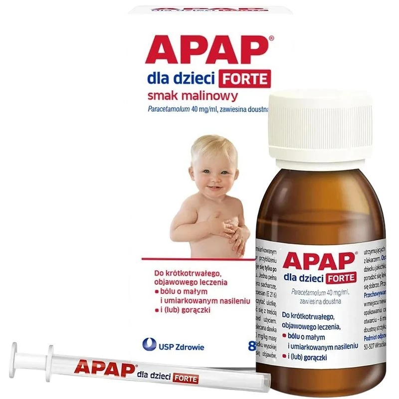 APAP dla dzieci Forte, smak malinowy, zawiesina doustna, 85ml - O działaniu przeciwbólowym i przeciwgorączkowym